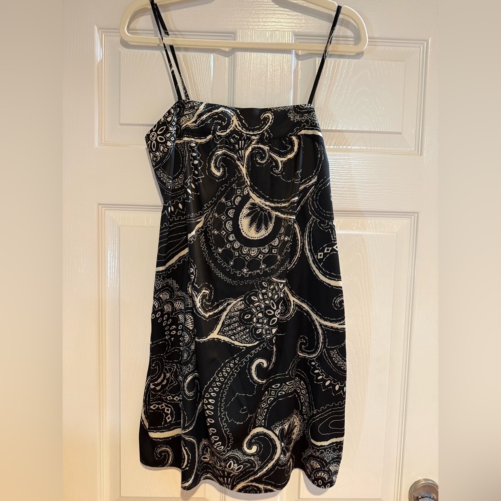 Express Black Paisley Spaghetti-Strap Mini Dress size XS Y2K